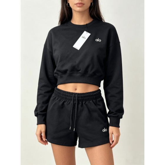 Women's ALO Short Crew Neck Suit (Black)